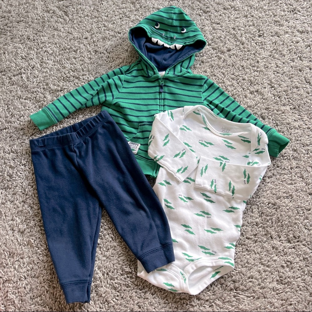 12 Month Baby Boy Alligator 3 Piece Outfit